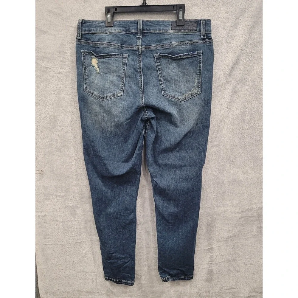 Seven7 Jeans Women's 12 Ankle Skinny Rhinestone‎ Distressed Medium Wash Stretch